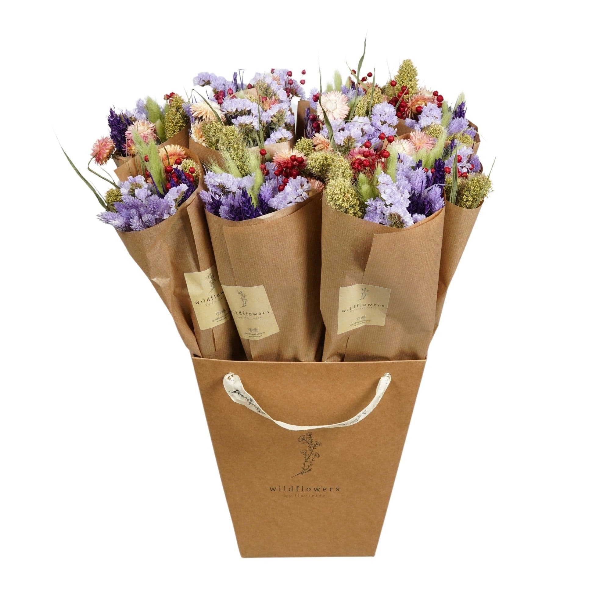 Wildflowers bouquet in eco-friendly paper packaging